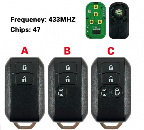  2/3/4 Buttons 433MHZ CWTR53R0 FSK ID47 PCF7953X Chip Remote Control Car Key For Suzuki Ertiga 2018 2019 2020 Vitara Swift