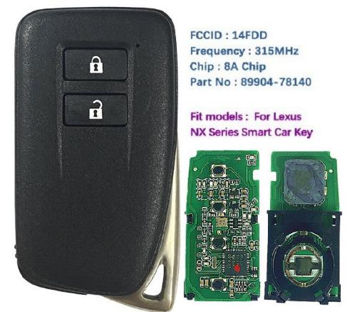 2 Button for LEXUS Smart Remote Fob for NX Series 14FDD-02 315MHz Toyota-H Chip 89904-78140