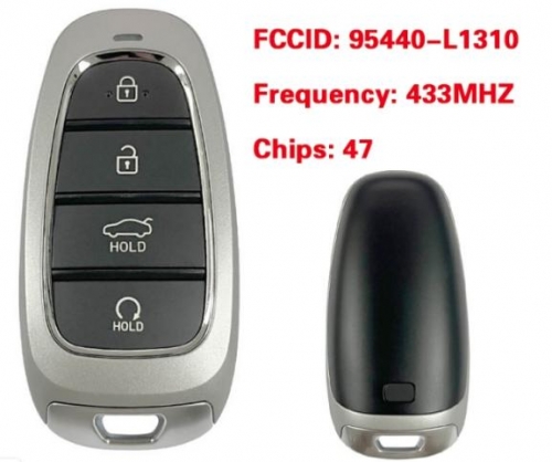 Aftermarket For Hyundai Sonata 2019 Smart Key Remote 4 Buttons 433 MHz ID47 Chip FCC ID: FOB-4F260 P/N: 95440-L1310