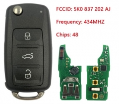 Flip Remote Key Keyless Fob For VW Golf Caddy Beet