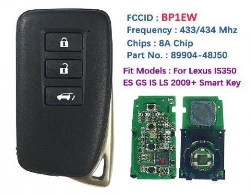 For Lexus RX350 RX450HL 2016-2020 Smart Key Remote 3 Buttons 433.57/434.41MHZ BP1EW DST-AES RF430 Chip 89904-48J50 89904-48L00 89