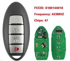 4 Button Remote Car Key 433mhz for Nissan Altima M