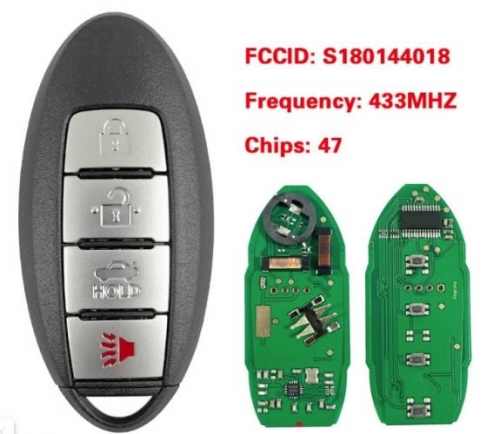 4 Button Remote Car Key 433mhz for Nissan Altima Maxima 2013 2014 2015 ID47 Chip Continental S180144018 285E3-9HP4B / KR5S180144014