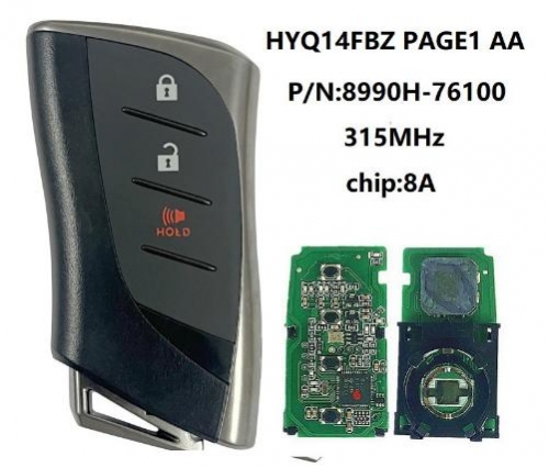 For Lexus UX200 UX250 2020+ Smart Key, 3Buttons 8990H-76100 315MHz, HYQ14FBZ P1 AA
