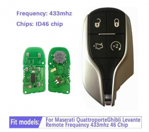 4 buttons smart remote car key 433mhz 46 chip for Maserati QuattroporteGhibli Levante