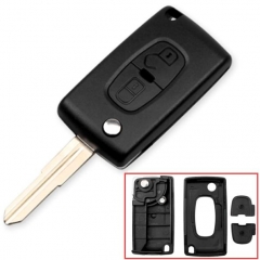 For Peugeot 2 button remote key shell with right blade
