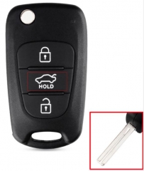 For Hyundai 3 button flip remote key shell with "H