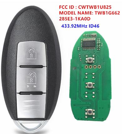 For Nissan keyless 433.92MHz ID46 for Nissan Micra Juke Note Leaf Cube CWTWB1U825 TWB1G662