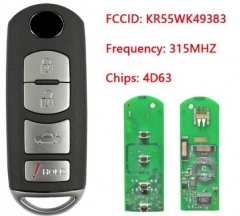 4 Buttons Smart Remote Car Key Fob with FSK 315MHz