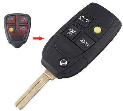 For Volvo 3+1 button flip remote 
 key shell