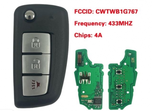 3btn Remote Flip Car Key fob 434MHz For Nissan Rogue 2014- with PCF7961M chip CWTWB1G767 TWB1G767 28268-4CB1A