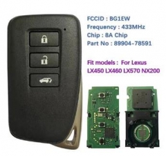 For Lexus 3 buttons remote key with 433MHZ,BG1EW,8