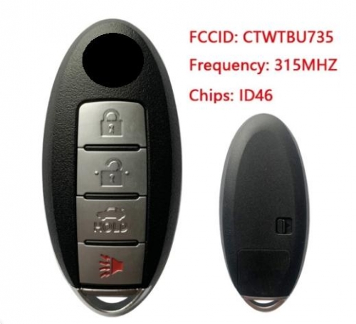 CTWTBU735 315Mhz 46chip Smart Card auto Remote Key for Nissan Altima Maxima Sentra