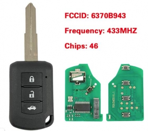 For Mitsubishi Lancer 2016-2019+ Key Head Remote, 3Buttons, J166E PCF7941, 433MHz, MIT11R 6370B943