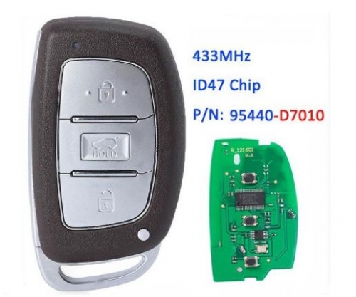 For Hyundai Tucson 2019-2020 Smart Remote Key 3 Buttons Auto Start Type 433MHz Genuine Transponder HITAG3 95440-D7010