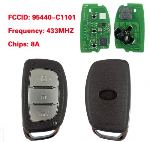For Hyundai Sonata 2014-2017 Smart Key Remote 3 Buttons 433MHz 95440-C1101 95440-C1100NNA FCCID: CQOFD00120