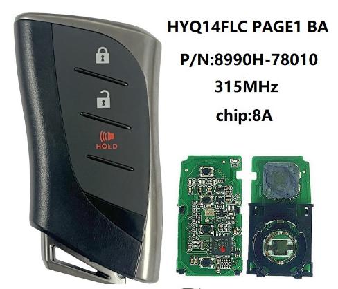 For Lexus NX250, NX350 2022+ Smart Key, 3Buttons 8990H-78010 315MHz, HYQ14FLC P1 BA