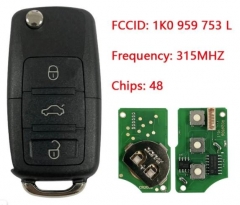 1K0 959 753 L 3 Button Remote Key Control 315MHz K