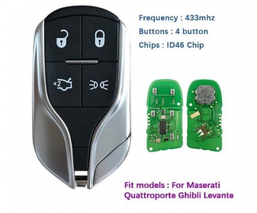 4 buttons smart remote car key 433mhz 46 chip for Maserati Quattroporte Ghibli Levante