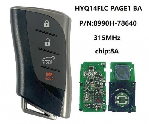 For Lexus NX 2022+ Smart Key, 4Buttons 8990H-78640 315MHz, HYQ14FLC P1 BA
