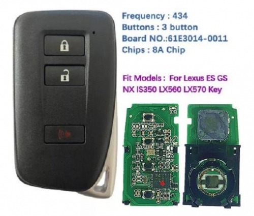 Replacement Smart Car Key For Lexus ES GS NX IS350 LX560 LX570 Keyless Remote F43 61E304-0011 Board FCC ID BG1EK