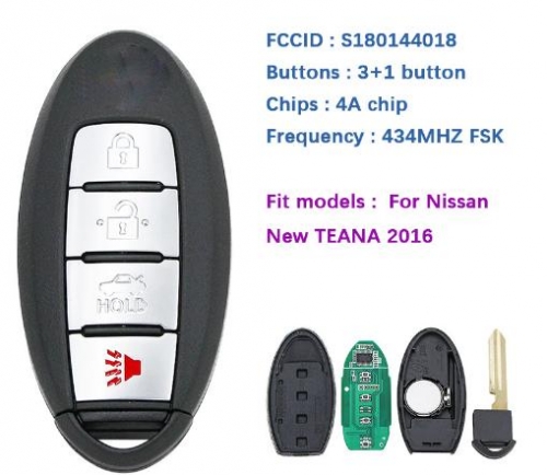 For Nissan Altima , Maxima 285E3-9HS4A , S180144324 KR5S180144014 7812D-S180204 Key - Prox Smart 433MHZ 4A