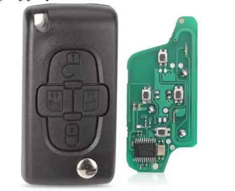 For Peu geot 4 Button Flip  Remote Key 433mhz  (battery on PCB) with 46 chip ASK model with VA2 and HU83 blade , please choose the key shell