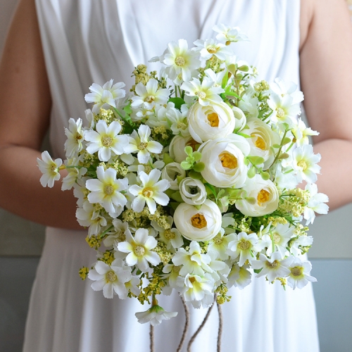 Country Wedding Bouquet Artificial White Daisy Peony