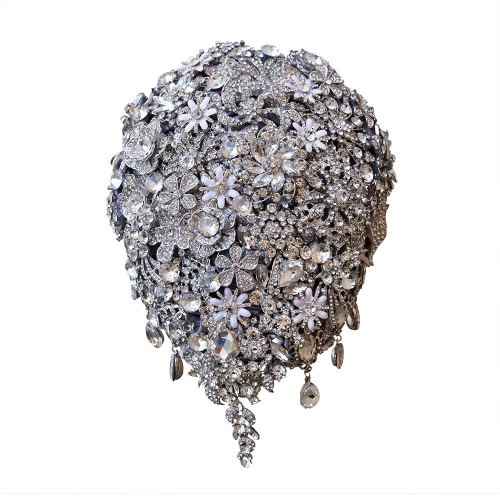 Full Rhinestone Gem Decor Cascading Wedding Bouquet