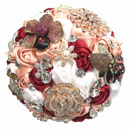 Blush Pink Rhinestone Pearl Jewelry Brooch Wedding Bouquet