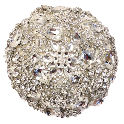 Rhinestone Jewelry Brooch Bouquet in Creamy White