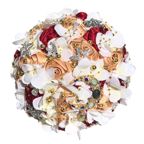 Moon Star Jewelry Wedding Brooch Bouquet Silk Rose