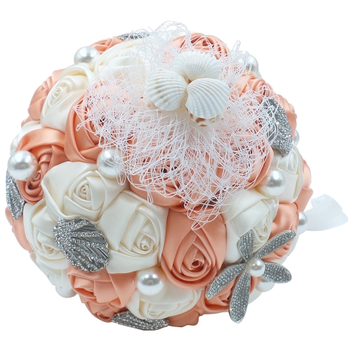 Pearl Seashell Rhinestone Decoration Beach Wedding Bouquet
