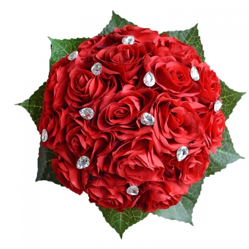 Handmade Silk Rose Wedding Flower Bouquet