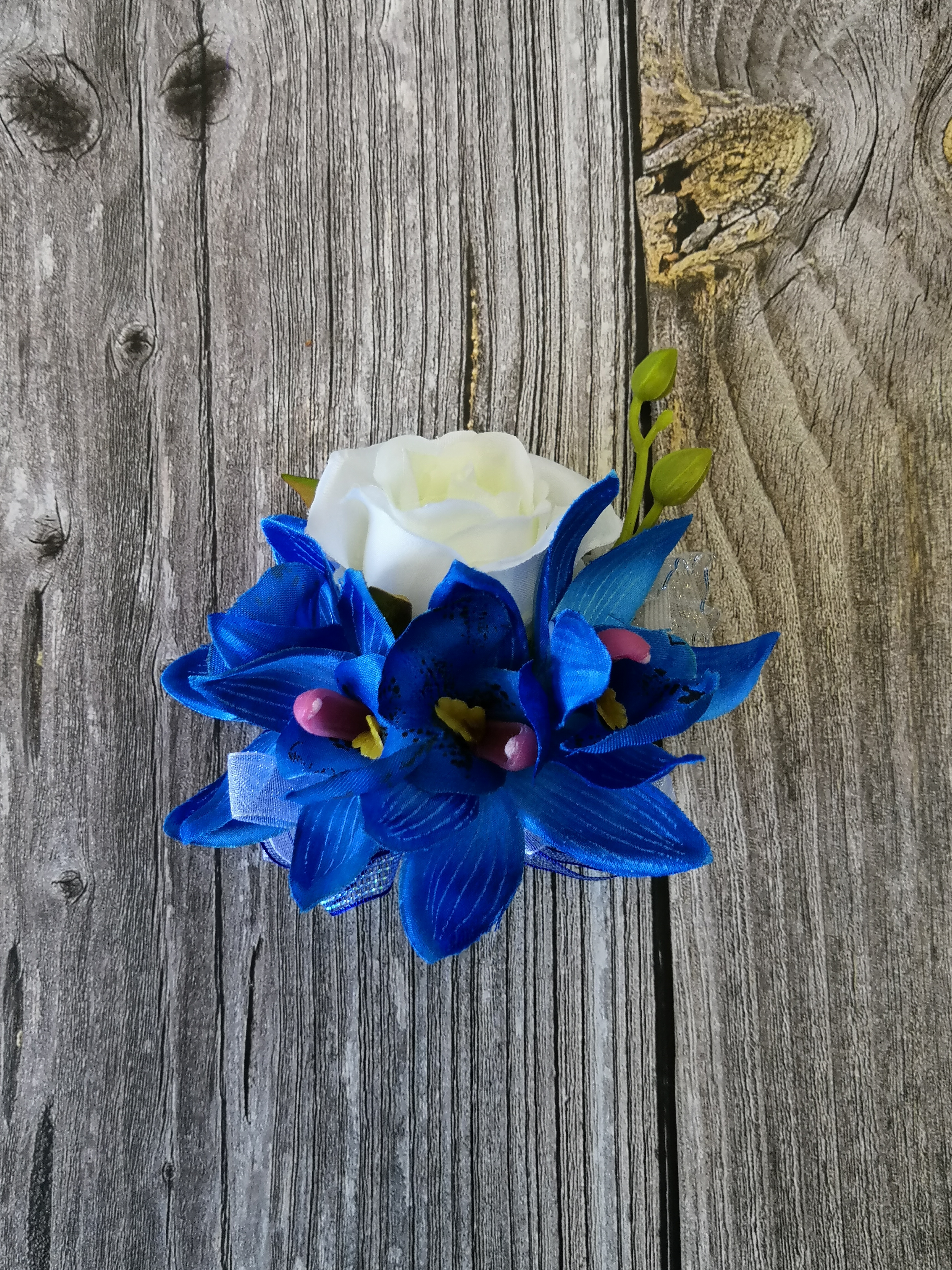 blue corsage for prom