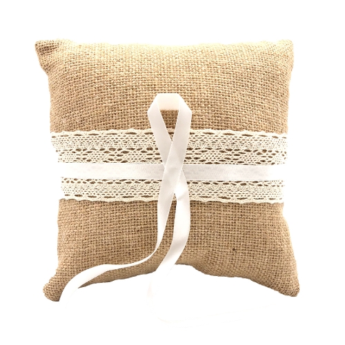 Linen Cover Wedding Ring Bearer Pillow
