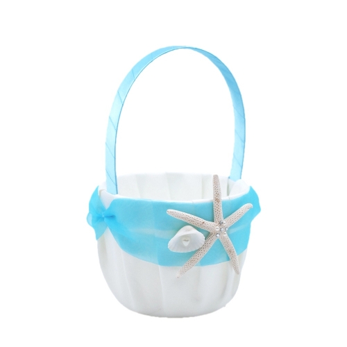 Organza Bowknot Wedding Flower Girl Basket Romantic Beach Wedding Tiffany Blue