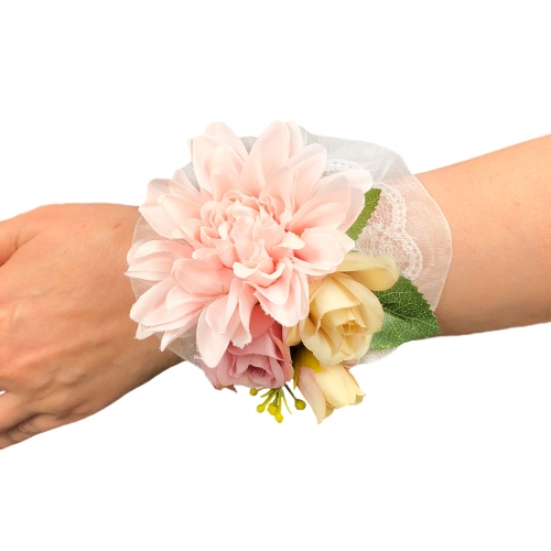 Boutonniere Wrist Corsage Set for Prom Wedding Dahlia Flower