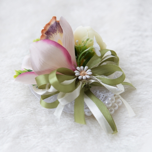 Abbie Home Girls Wrist Corsage Party Prom Wedding Bridesmaid Rose Bracelet  Flower(White)