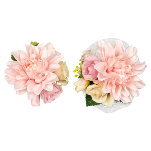 Boutonniere Wrist Corsage Set for Prom Wedding Dahlia Flower