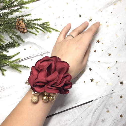 Burgundy Wrist Corsage for Prom Party Wedding