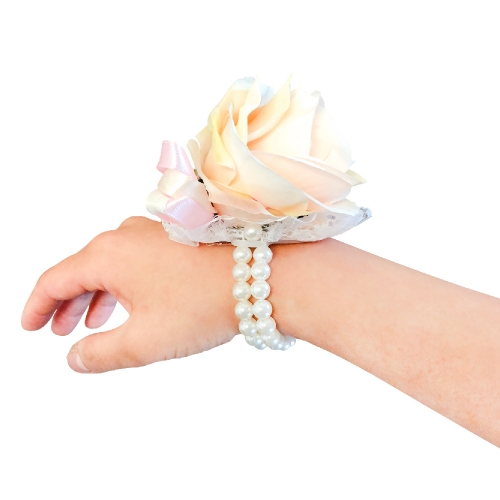 Crystal Pearls and Jewels Decorated Wrist Corsage