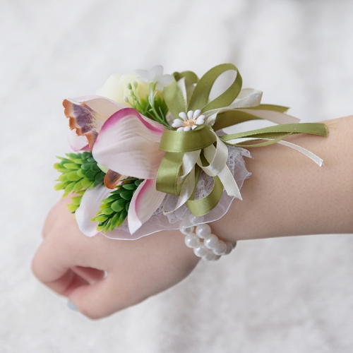 Pink Lily White Peony Wrist Corsage Flower