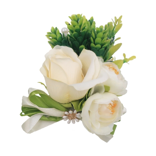 White Rose Buds Wrist Corsage for Prom Wedding Party