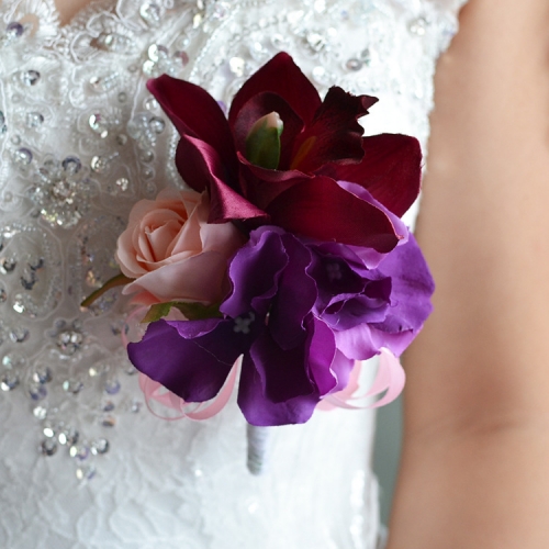 Purple Orchid Rose Boutonniere Suit Flower Décor