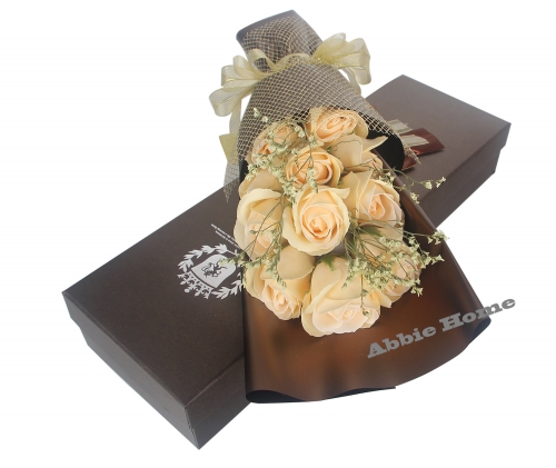 Decent Rose Bouquet Gift Box - 11pcs Soap Flowers (Beige)