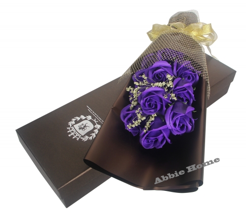 Decent Rose Bouquet Gift Box - 11pcs Soap Flowers (Dark Purple)