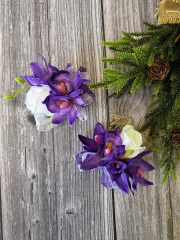 Plum Wedding Wrist Corsage and Boutonniere Set Purple Corsage -   Prom  flower bracelet, Corsage and boutonniere set, Corsage and boutonniere