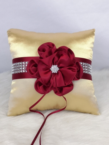 Red Flower Wedding Ring Bearer Pillow