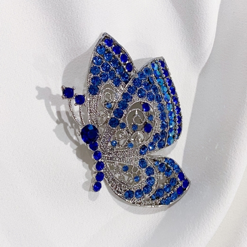 Blue Vintage Butterfly Brooch For DIY Wedding Bouquet Rhinestones Crystal Scarf Clips
